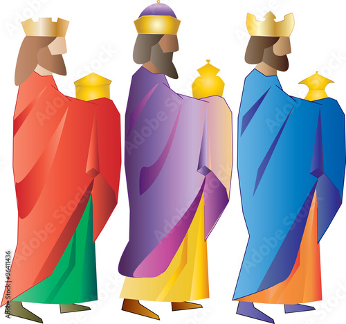three wise men or three kings. Nativity illustration Christmas 