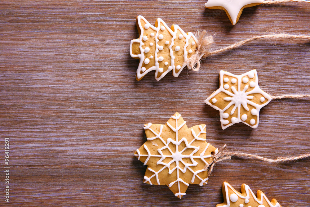 Christmas cookies on wooden table Christmas cookies on wooden table