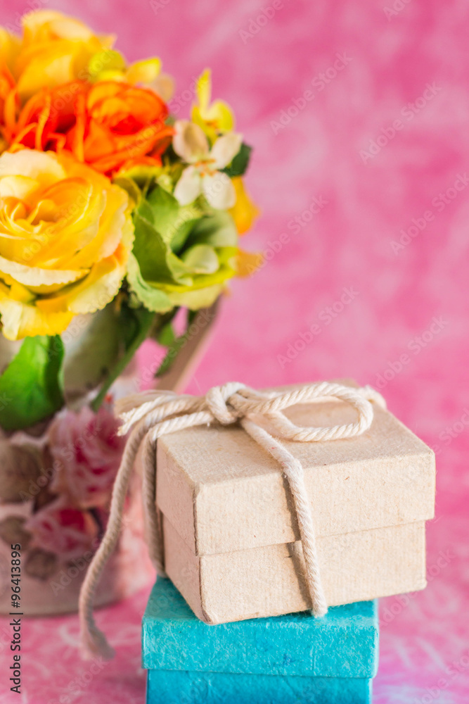 Gift boxes on a pink background. Gift boxes on a pink background.