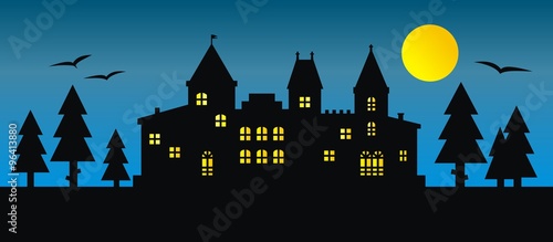 castle, night landscape