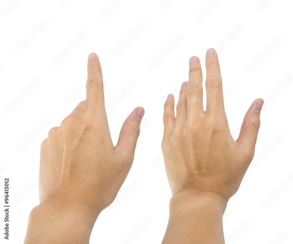 Hand pointing and touching poses isolated Hand pointing and touching poses isolated