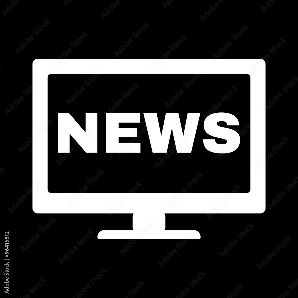 The tv news icon. Television and telly, telecasting, broadcast symbol. Flat The tv news icon. Television and telly, telecasting, broadcast symbol. Flat
