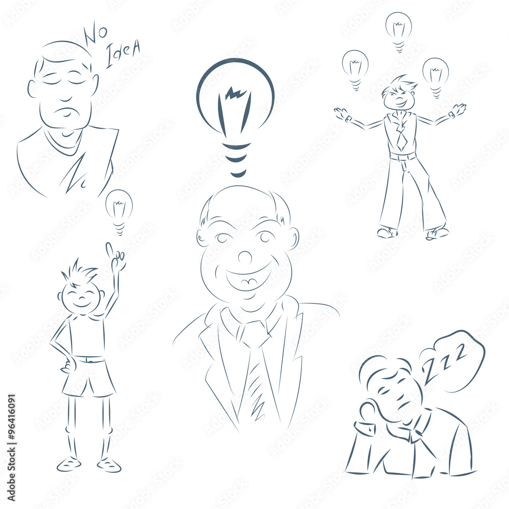 set of hand drawing cartoon character happy business person eps set of hand drawing cartoon character happy business person eps