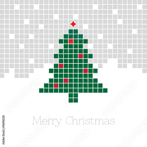Christmas background with pixel Christmas tree. illustration vector eps 10