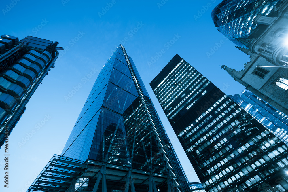 Windows of Skyscraper Business Office, Corporate building in London City, England, UK - obrazy, fototapety, plakaty 