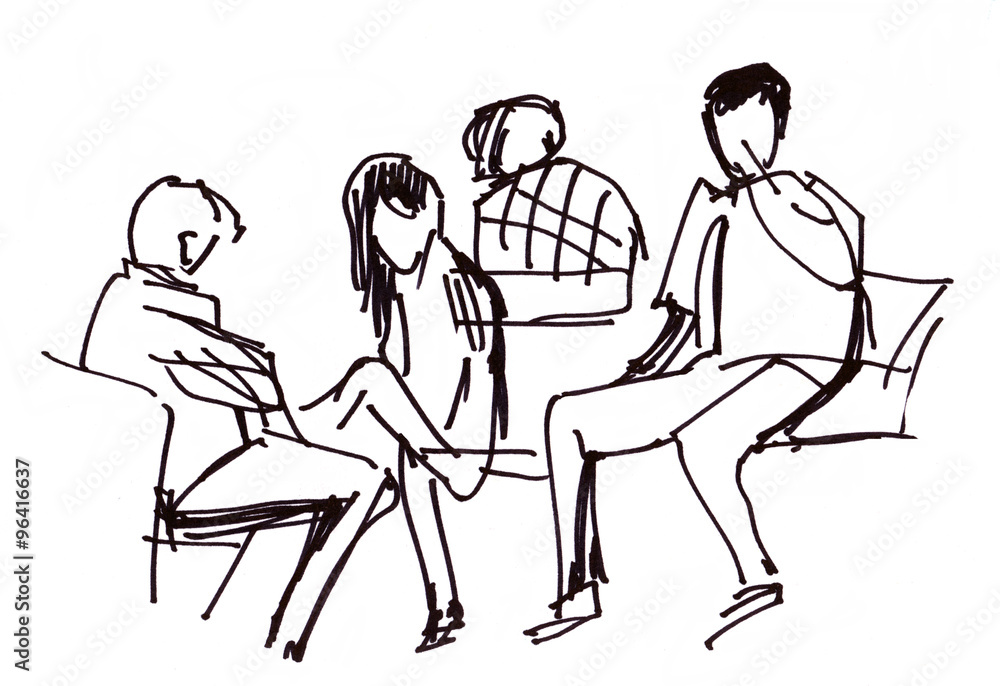 Instant sketch, people in airport Instant sketch, people in airport