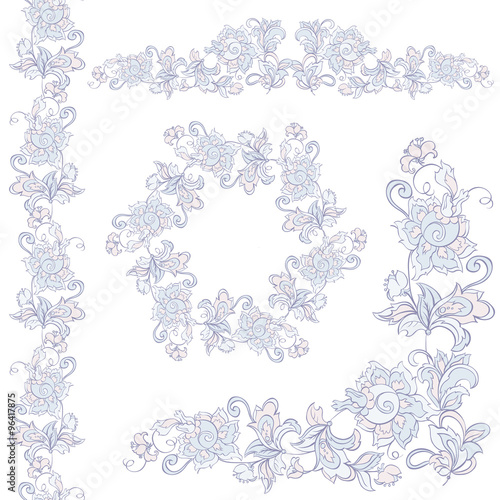 Floral design elements set. Can use for birthday card, wedding invitations or page decoration. Isolated on white background.
