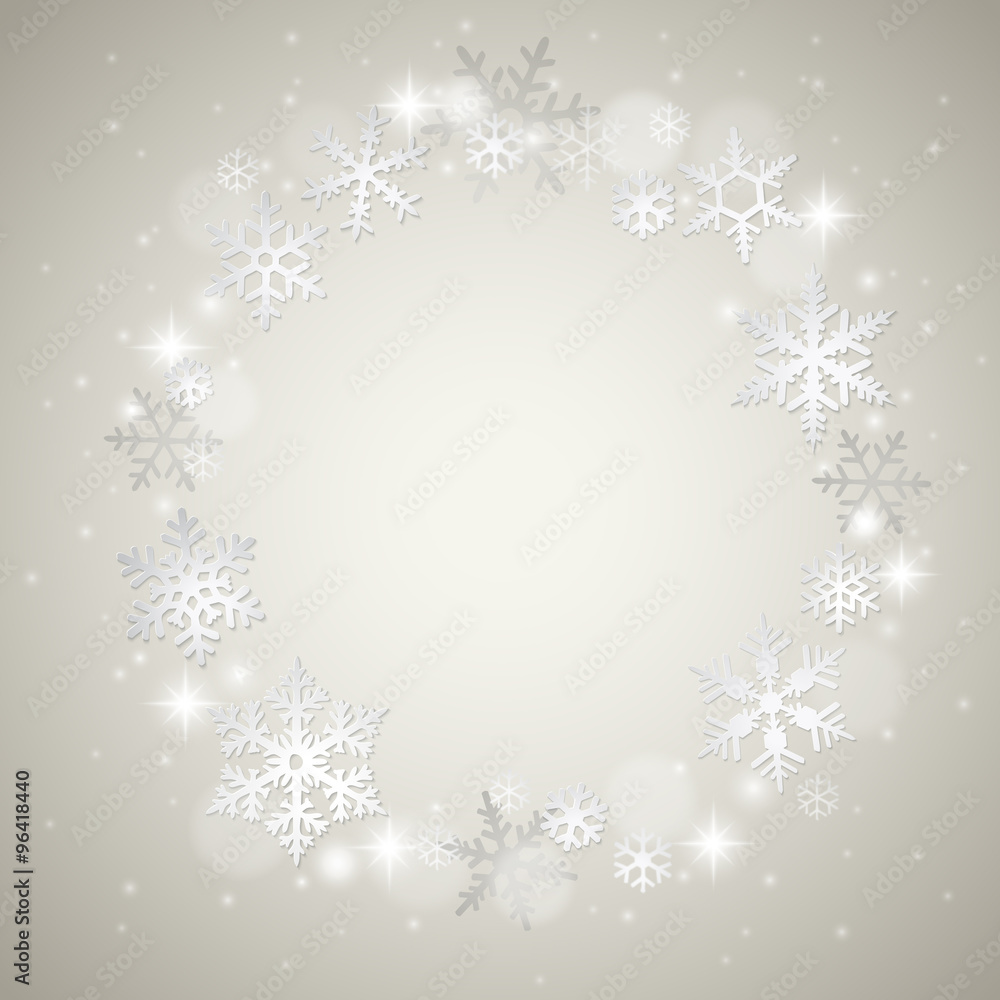 Christmas winter background with snowflakes on grey Christmas winter background with snowflakes on grey