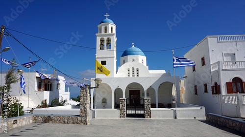 traditional church in small greece village on santorini