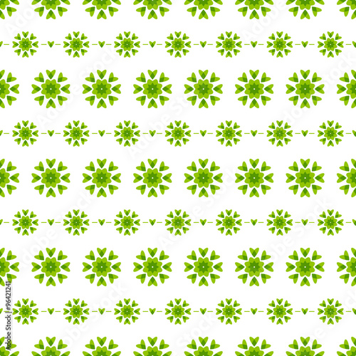 Seamless wallpaper pattern from abstract geometric green flower. Vector