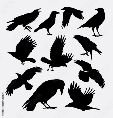 Crow bird, poultry animal silhouette. Good use for symbol, logo, web icon, mascot, game elements, or any design you want. Easy to use, edit, or change color.