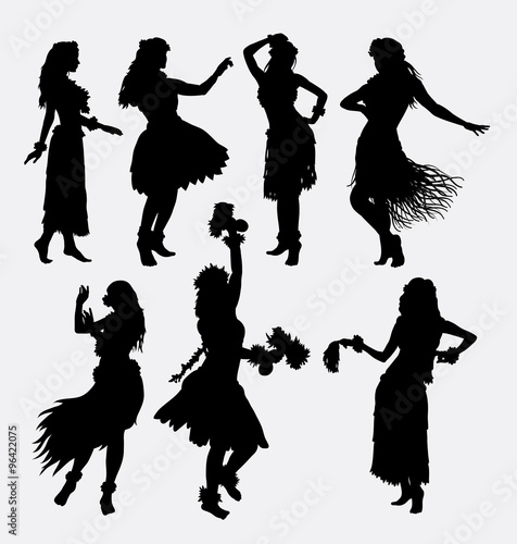 Hawaiian hula girl. Posing, dancing, sensual and sexy woman silhouette. Good use for symbol, logo, web icon, mascot, game elements, or any design you want. Easy to use, edit, or change color. photo
