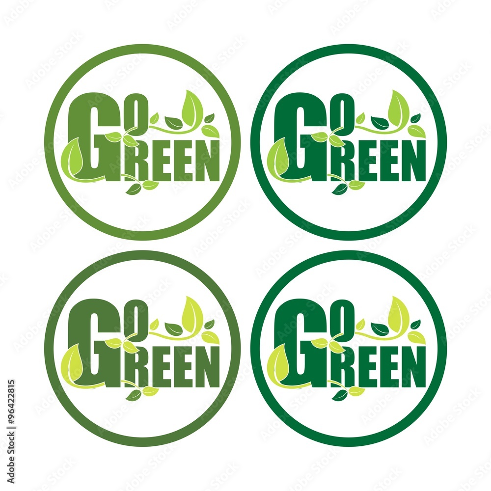 Typography of Go Green Variation Combination Color Circle Design