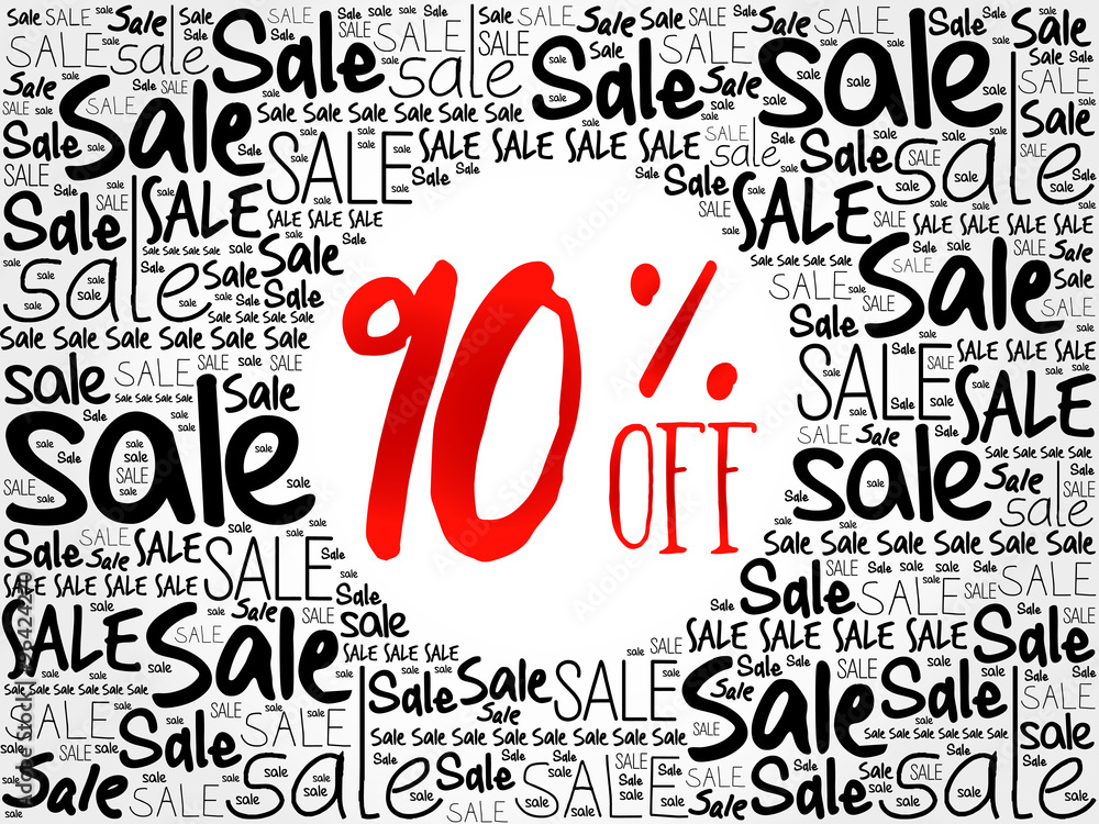 90% OFF word cloud background, business concept 90% OFF word cloud background, business concept