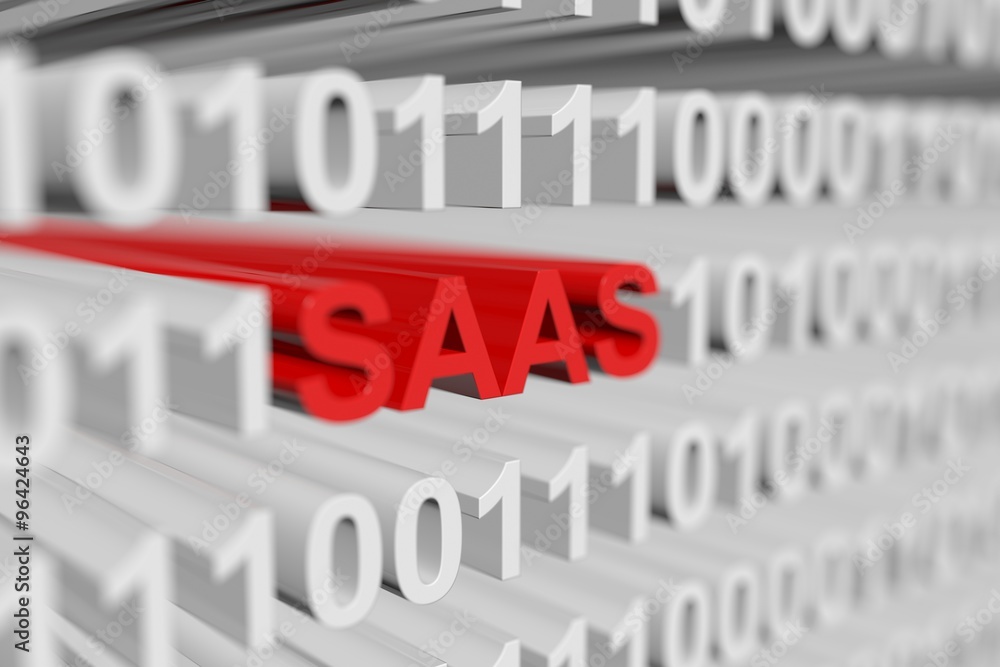 SAAS is represented as a binary code with blurred background