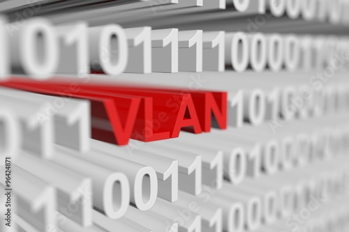 VLAN is represented as a binary code with blurred background