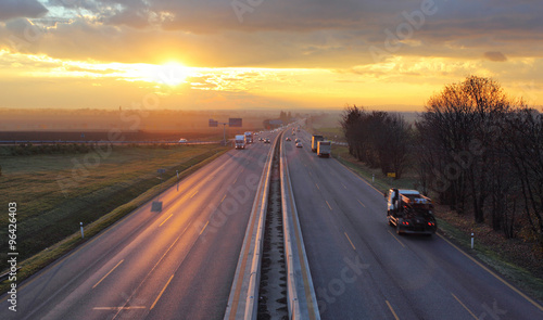 Photography Traffic on highway with cars.