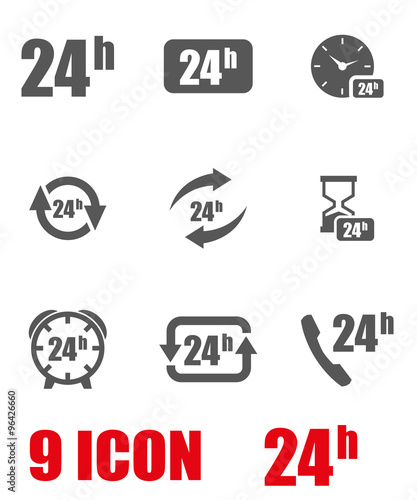 Vector grey 24 hours icon set. 24 hours Icon Object, 24 hours Icon Picture, 24 hours Icon Image - stock vector