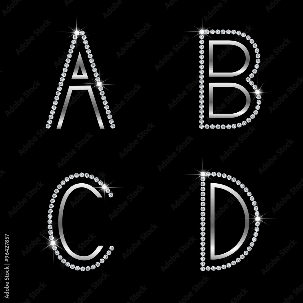 vector of diamond letters of a, b, c, d vector of diamond letters of a, b, c, d