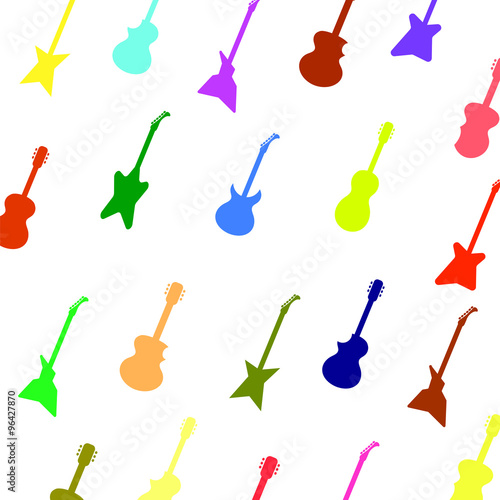 Set Colorful Silhouettes of Different Guitars