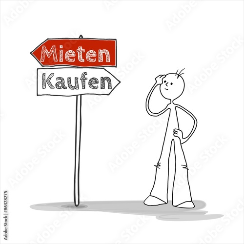 Strichmännchen Comic Zeichnung Illustration  Proaktiv oder  Reaktiv Wahl entweder oder Kurs Umfrage rot gegensätzlich Erfolg