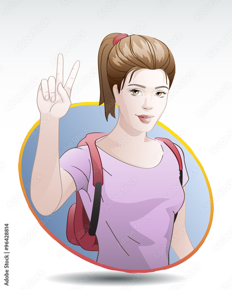 Victory sign / Young attractive woman with victory sign Victory sign / Young attractive woman with victory sign