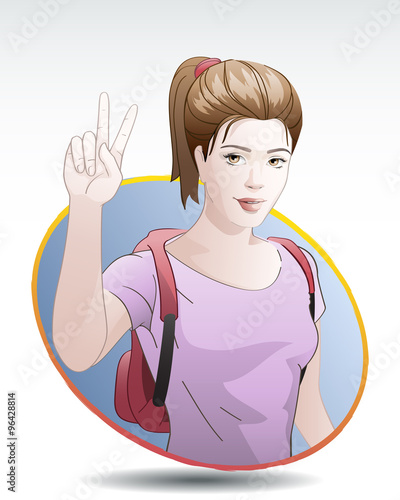 Victory sign / Young attractive woman with victory sign
