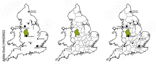 Staffordshire located on map of England photo