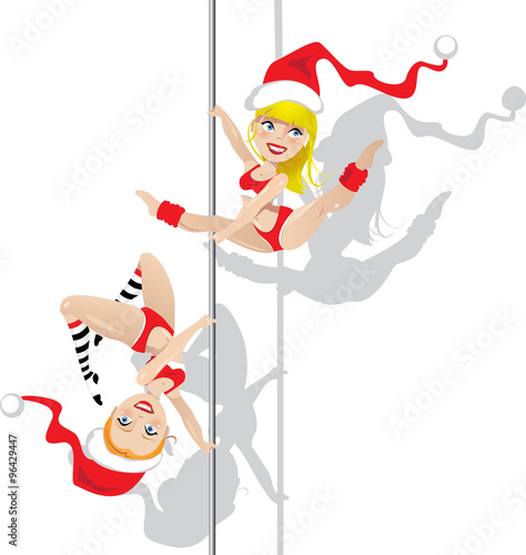 Christmas pole dancers