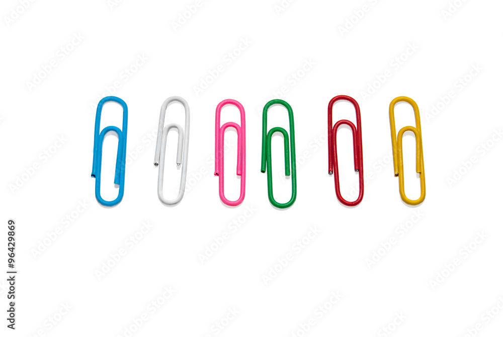 colorful paper clips isolated on white background colorful paper clips isolated on white background