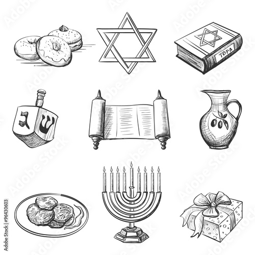 Illustration set of element for hanukkah