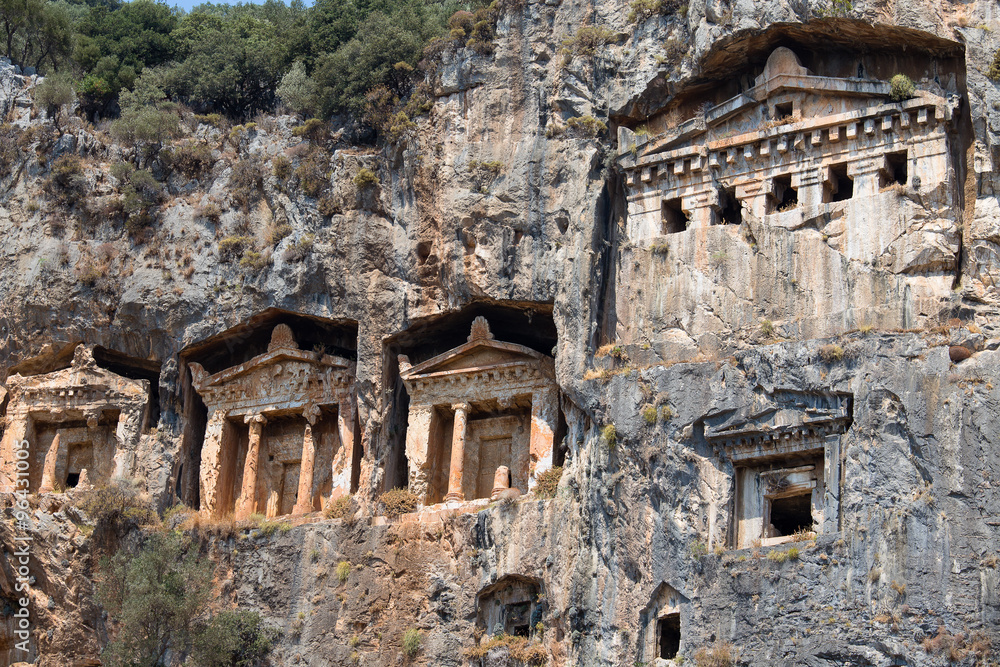 Ancient Lycian Rock Tombs in Fethiye, Turkey