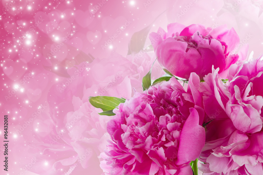 Bouquet of pink peonies.