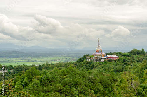 Tha Ton Temple set amid green mountains,Place for religious practices of Thailand