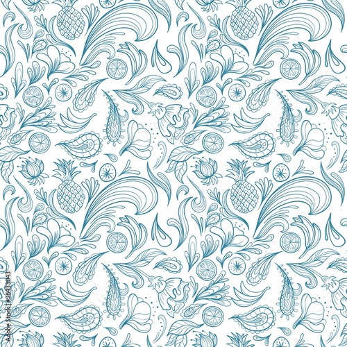Tropical Outline Vector Pattern