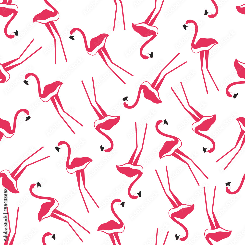 repeating seamless pattern with pink flamingos on white background repeating seamless pattern with pink flamingos on white background