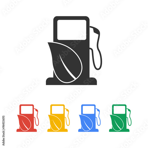 Gas station with leaves icon.