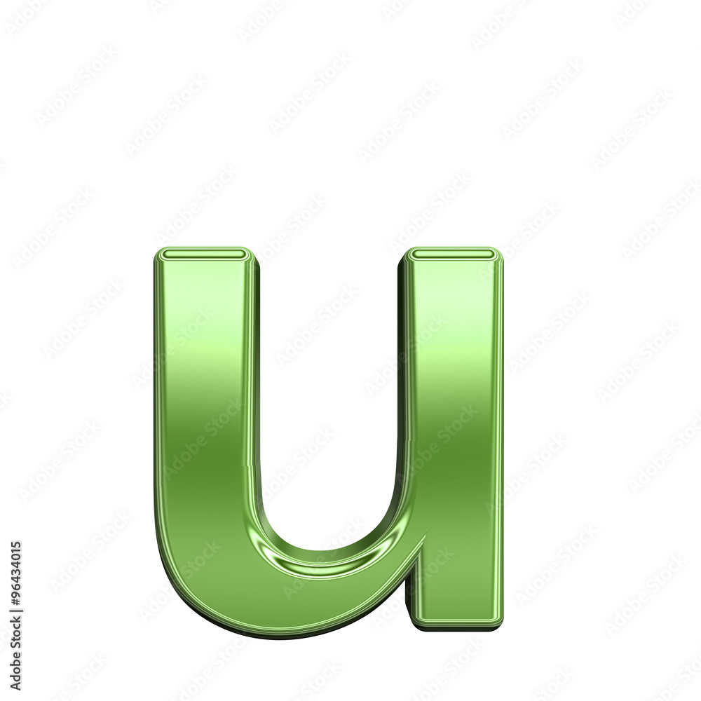 One lower case letter from shiny green alphabet set, isolated on white. Computer generated 3D photo rendering One lower case letter from shiny green alphabet set, isolated on white. Computer generated 3D photo rendering