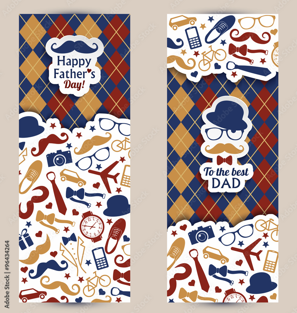 Fathers day set of banners.Vector illustration.
