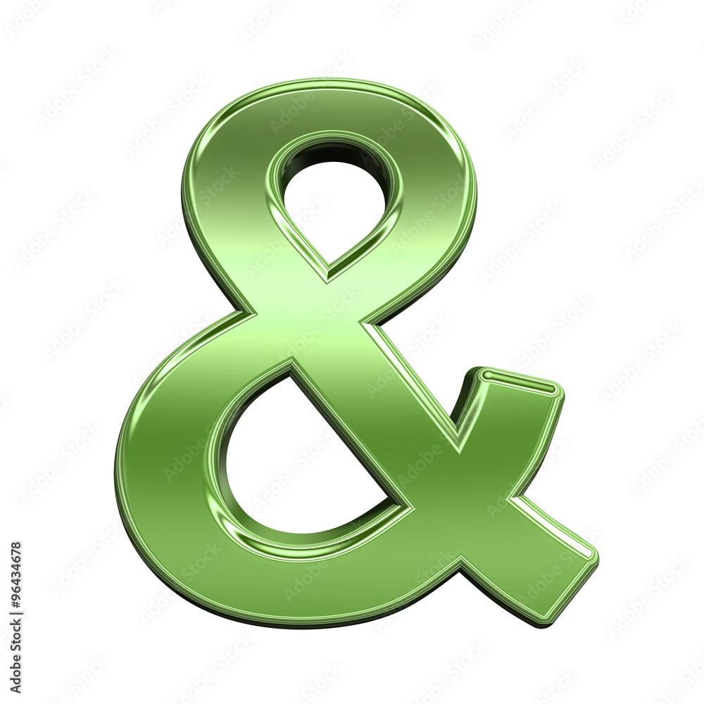 One letter from shiny green alphabet set, isolated on white. Computer generated 3D photo rendering. One letter from shiny green alphabet set, isolated on white. Computer generated 3D photo rendering.