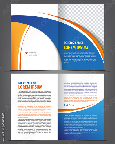 Vector empty bi-fold brochure print template design, newsletter booklet layout
