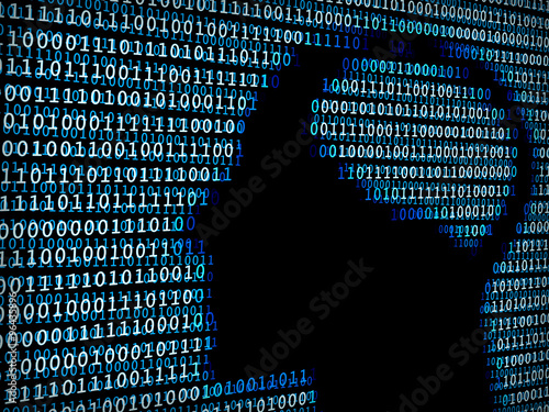 Human brain in digital background / A concept of artificial intelligence