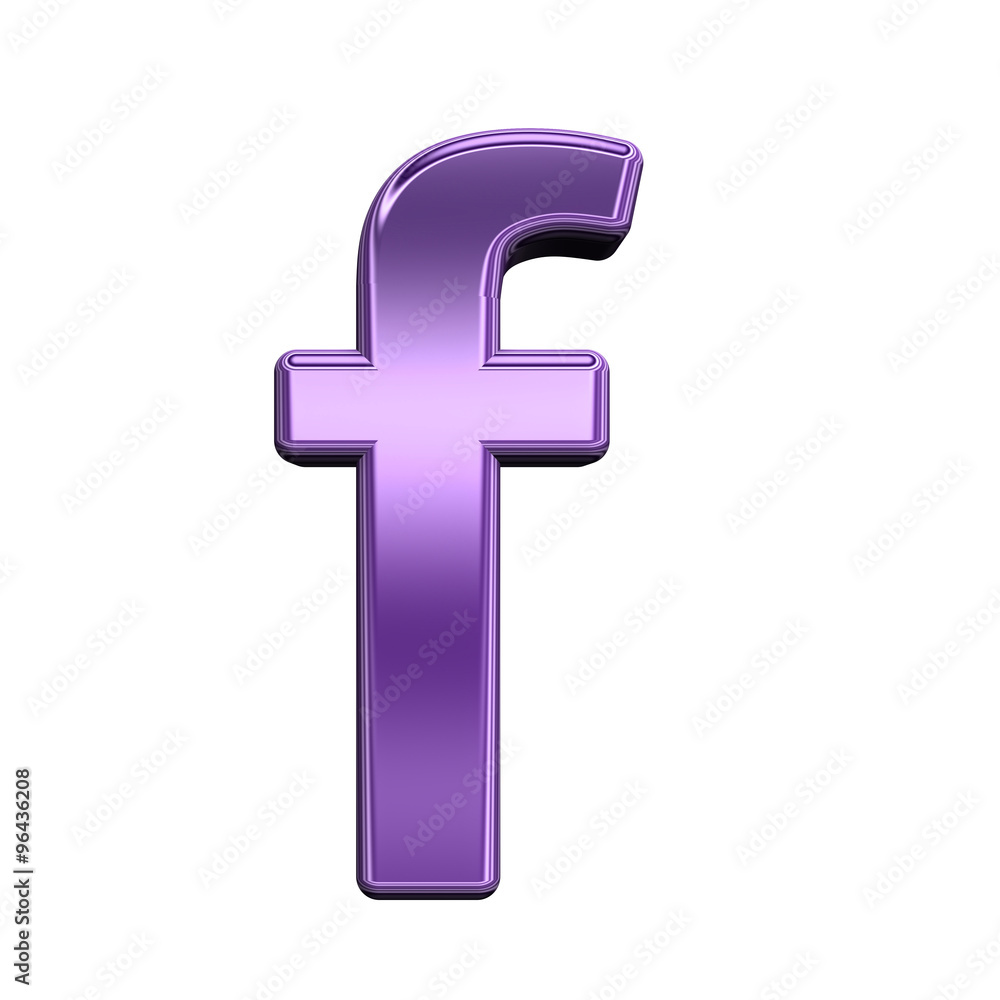 One lower case letter from shiny purple alphabet set, isolated on white. Computer generated 3D photo rendering.