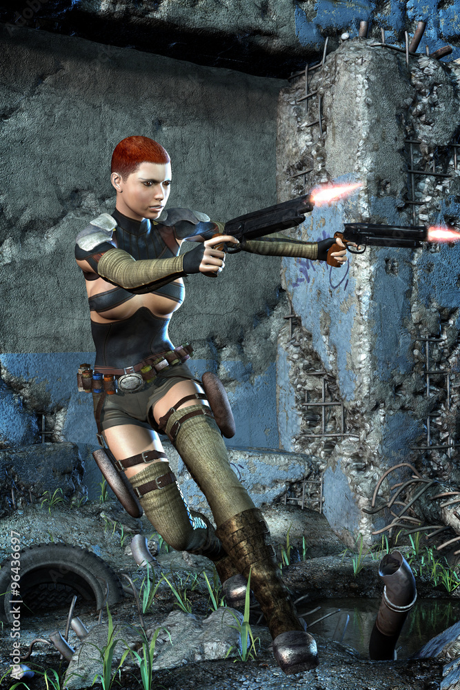 Fototapeta premium futuristic girl rogue