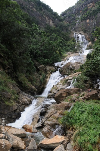Waterfall in deep forest near Nuwara Eliya in Sri Lanka. © b201735
