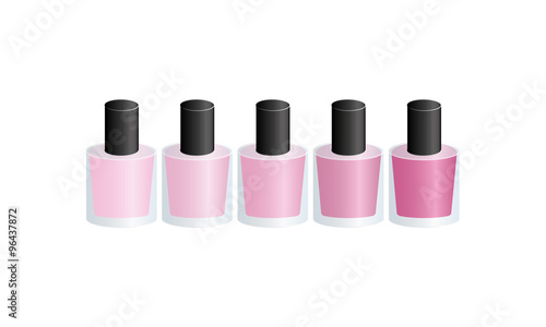 Set of pink nail polish
