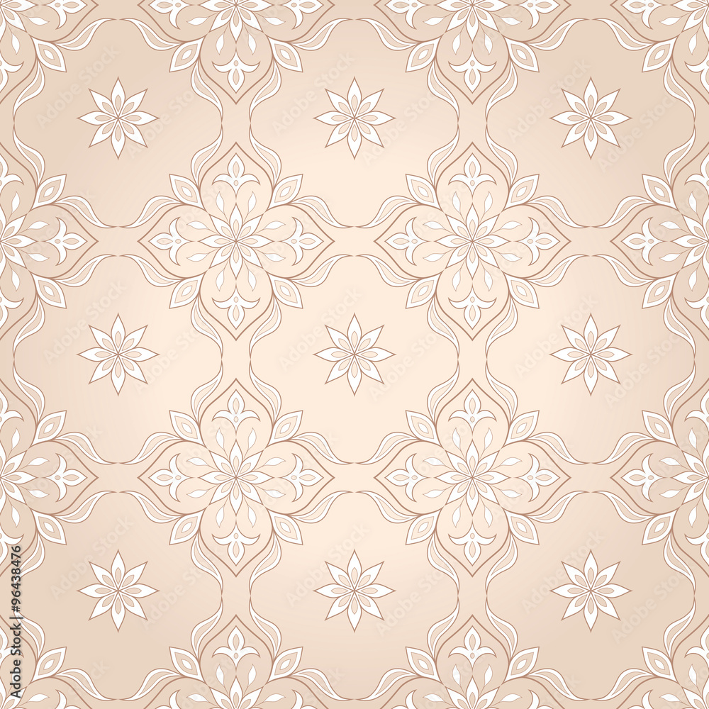 Floral seamless  texture on beige.