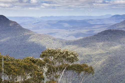 The famous Three Sisters rock formation in the Blue Mountains Na photo