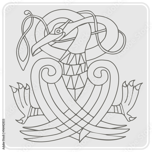 monochrome icon with Celtic art and ethnic ornaments for your design