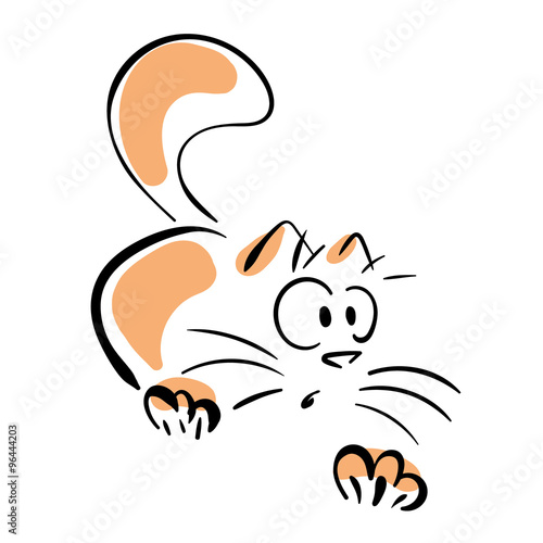 Crouching cat. Hunting cat. Vector illustration.